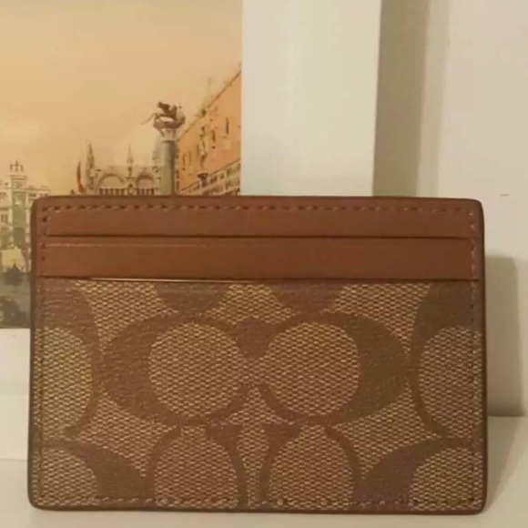 Coach Peyton Signature PVC Card Case F63279 Khaki - Picture 2 of 6